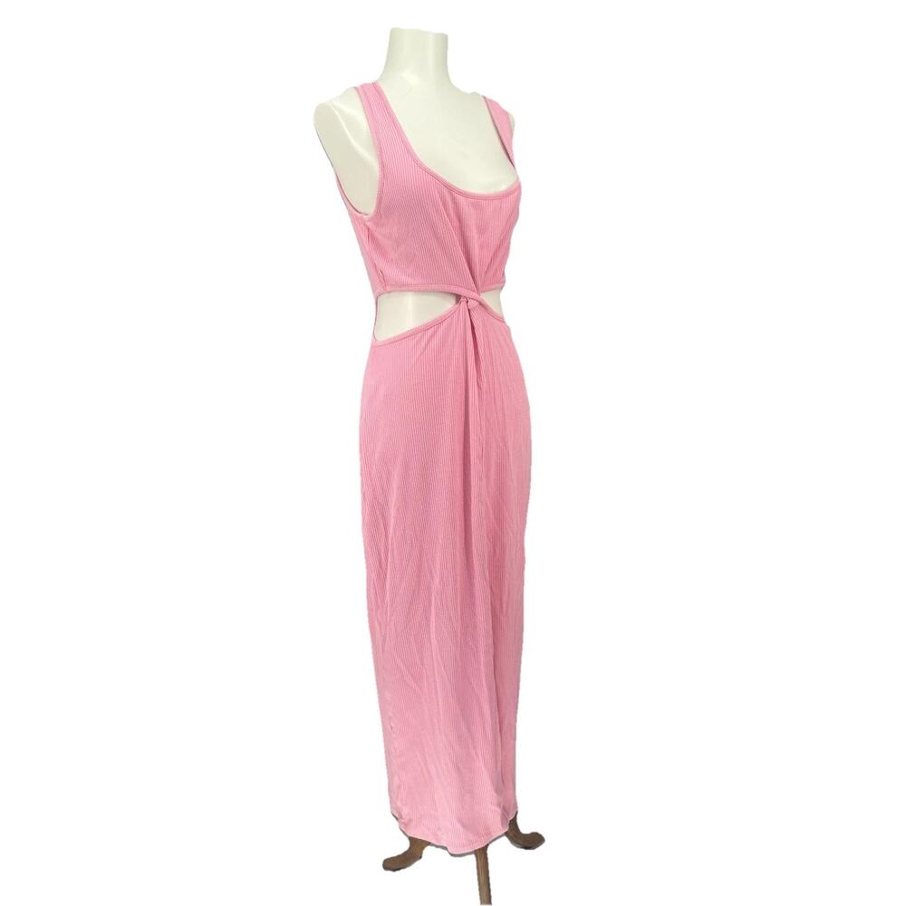 L*SPACE Dress Womens XL Pink Cutout Ribbed Tank Bodycon Maxi Beach Sundress - Picture 3 of 11